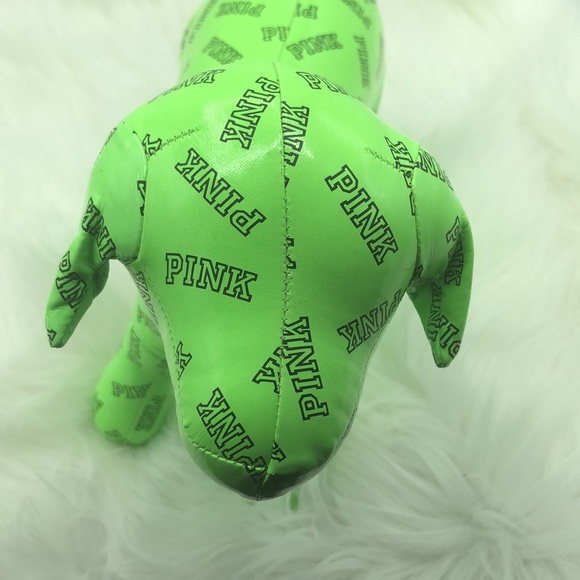Pink Victoria Secret Stuff Plush Animal Dog Green - Picture 6 of 10